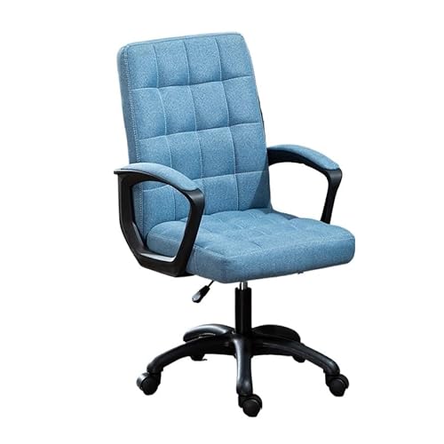 XTJS56QB Hohe Rückenlehne Komfortstuhl Home-Office-Stuhl mit Armlehnen und Rollen Hohe Rückenlehne Stoffkissen Arbeitszimmerstuhl Büro-Chefsessel Einstellbar(Blue) von XTJS56QB