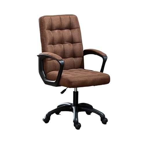 XTJS56QB Hohe Rückenlehne Komfortstuhl Home-Office-Stuhl mit Armlehnen und Rollen Hohe Rückenlehne Stoffkissen Arbeitszimmerstuhl Büro-Chefsessel Einstellbar(Bruin) von XTJS56QB