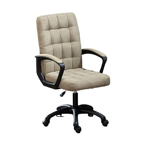 XTJS56QB Hohe Rückenlehne Komfortstuhl Home-Office-Stuhl mit Armlehnen und Rollen Hohe Rückenlehne Stoffkissen Arbeitszimmerstuhl Büro-Chefsessel Einstellbar(Khaki) von XTJS56QB