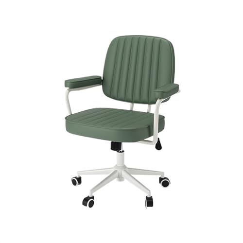 XTJS56QB Hohe Rückenlehne Schreibtischstuhl aus Leder mit mittlerer Rückenlehne, Bürostuhl aus PU-Leder mit Armlehnen, Verstellbarer Stuhl mit Rollen, Drehstuhl mit Hebefunktion Einstellbar(Green) von XTJS56QB
