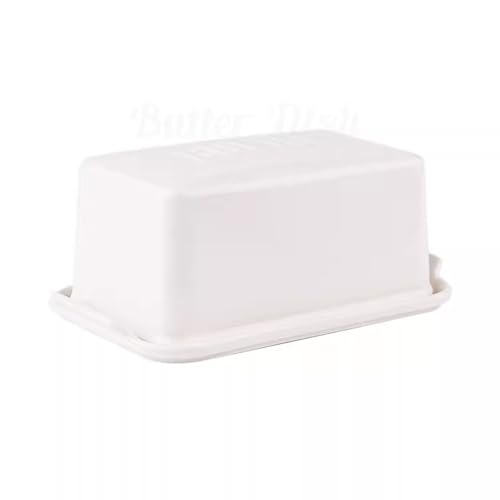 XTJS56QB Multi-Funktion Butterbox Tablett Keramik Aufbewahrungsbox Frischhaltebox Lebensmittel Aufbewahrungsbox Butter Käsebox Tablett für Arbeitsplatte(Weiß) von XTJS56QB