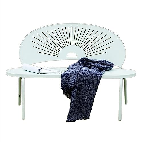 XTJS56QB Ruhebank Außenbank mit Rückenlehne, Aluminiumlegierung, Innenhofdeck, Balkon, Rasen, Leichter Freizeitstuhl Außenbereich(Weiß,120x63x85CM) von XTJS56QB