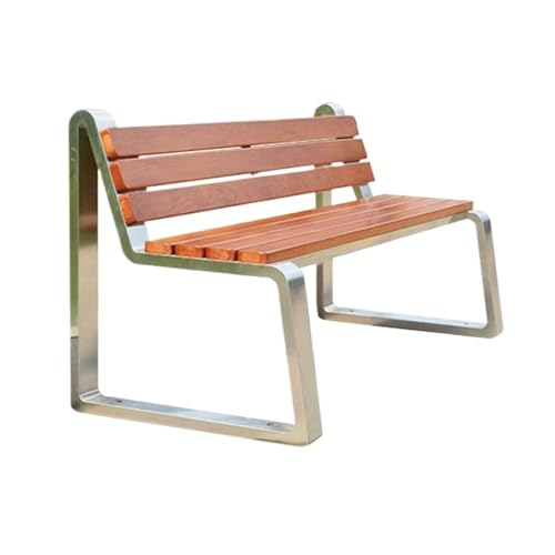 XTJS56QB Ruhebank Edelstahl-Außenbank, Rücksitzbank for die Freizeit im Garten, Doppel-Langstuhl aus Holz Außenbereich von XTJS56QB