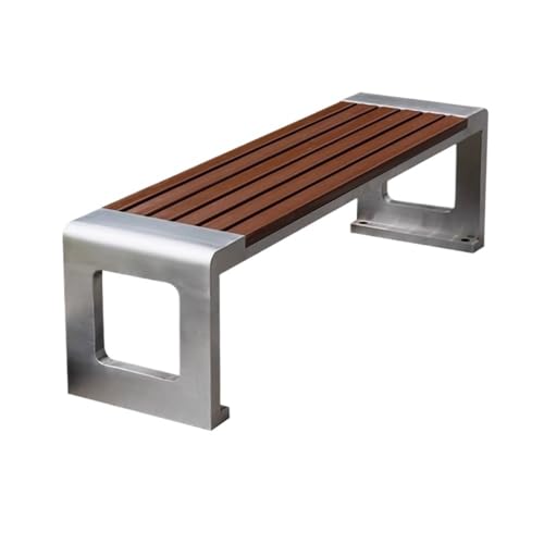 XTJS56QB Ruhebank Gartenbank aus Edelstahl for den Außenbereich, mit Sitzfläche aus Kunststoff und Holz, for Balkon, Innenterrasse, Stuhl ohne Rückenlehne Außenbereich(Mittel) von XTJS56QB