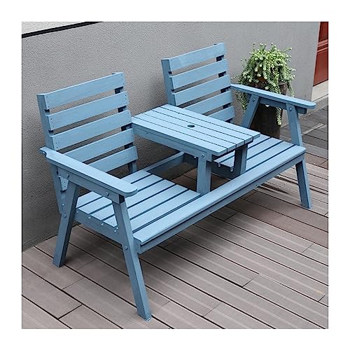 XTJS56QB Ruhebank Gartenbank for den Außenbereich mit Rückenlehne und Mitteltisch, Doppelsitz, geeignet for Terrasse, Veranda, Hinterhof, Deck, Balkon Außenbereich(Blue) von XTJS56QB