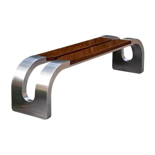 XTJS56QB Ruhebank Gartenbank ohne Rückenlehne, mit Sitzfläche aus Holz, Edelstahlstuhl for den Außenbereich, Sitzgelegenheit for die Freizeit Außenbereich(Groß) von XTJS56QB