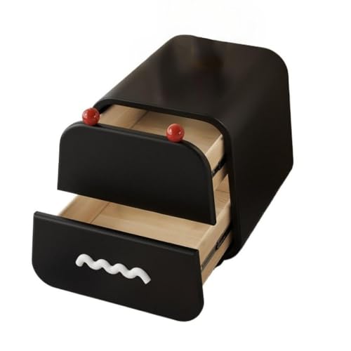 XTJS56QB Storage Bunter, süßer Nachttisch, Schlafzimmer, bodenstehender Lagerschrank mit Schubladen, Kleiner Beistellschrank aus Holz Shelf(Schwarz) von XTJS56QB
