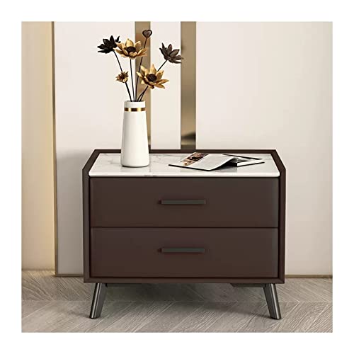 XTJS56QB Storage Couchtisch, moderner Nachttisch, Schlichter Nachttisch aus lackiertem Schiefer, Holz, rechteckiger Schrank, Schlafzimmer, Nachttisch, Stauraum mit 2 Schubladen Shelf(L50xD40xH45cm) von XTJS56QB