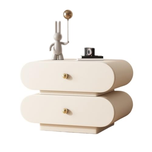 XTJS56QB Storage Doppelschublade Nachttisch aus Holz Schlafzimmer Einfache Lagerung Home Storage Cabinet Weiß Shelf(Mittel) von XTJS56QB