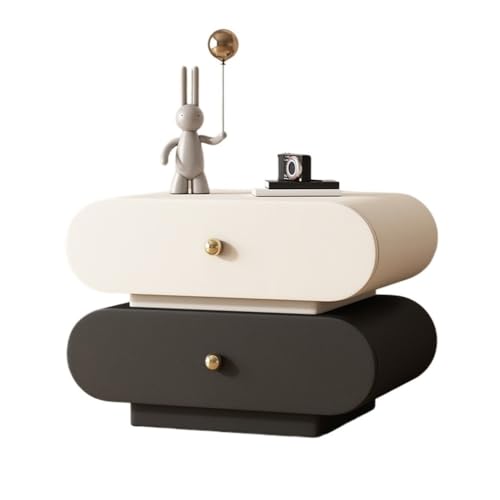 XTJS56QB Storage Doppelschublade Schwarz-Weiß-Nachttisch aus Holz Schlafzimmer Einfache Aufbewahrung Home Storage Cabinet Shelf(Mittel) von XTJS56QB