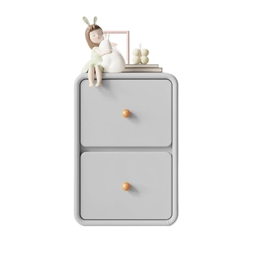 XTJS56QB Storage Grauer Nachttisch aus Holz, klein, ultraschmaler Rand, for Anklipsen, Aufbewahrungskommode, Doppelschublade Shelf(Mittel) von XTJS56QB