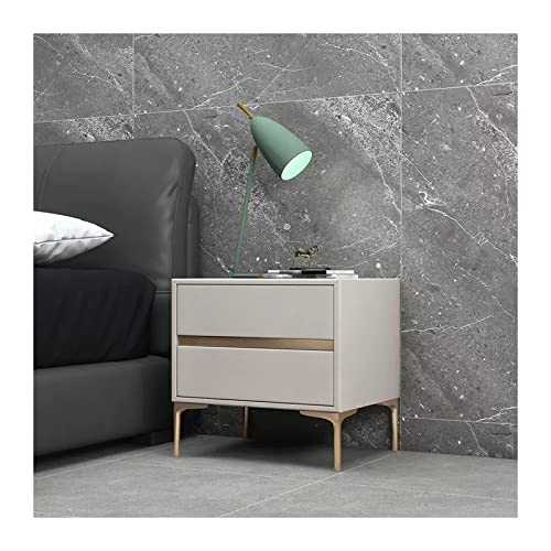 XTJS56QB Storage Khakifarbener Nachttisch aus Kunstleder, moderner Nachttisch aus Holz mit 2 Schubladen und stummgeschalteter Führungsschiene, for Schlafzimmer und Wohnzimmer Shelf(L50xD40xH48cm) von XTJS56QB