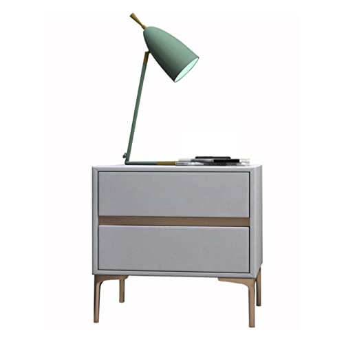 XTJS56QB Storage Moderner Nachttisch, Nachttisch mit Kunstlederoptik, Holzrahmen und Tischbeinen aus Metall, Schlafzimmer- und Wohnzimmermöbel, Hellgrau Shelf(L50xD40xH48cm) von XTJS56QB