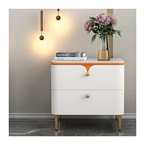 XTJS56QB Storage Nachttisch, Kleiner Beistelltisch aus Holz mit 2 Schubladen for Schlafzimmermöbel, Beistelltisch mit 2 Schubladen (weiß) Shelf(L45xD40xH51cm) von XTJS56QB