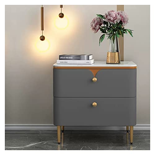 XTJS56QB Storage Nachttisch, moderner Nachttisch aus Holz mit 2 Schubladen, Nachttische for Büro, Wohnzimmer, Schlafzimmer (Dunkelgrau) Shelf(L50xD40xH51cm) von XTJS56QB