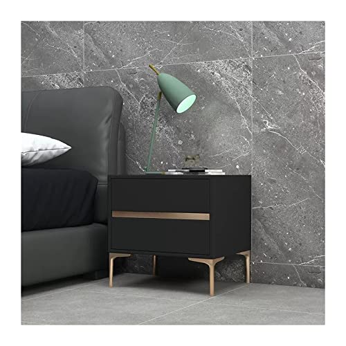 XTJS56QB Storage Nachttisch aus Holz, moderner Nachttisch aus schwarzem Kunstleder mit 2 Schubladen Shelf(L40xD40xH48cm) von XTJS56QB