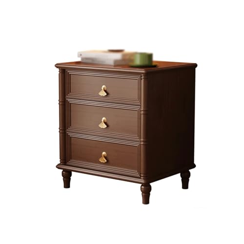 XTJS56QB Storage Nachttisch in Braun/Dunkelbraun Aufbewahrungsschrank mit DREI Schubladen for Wohnzimmer, Schlafzimmer, Arbeitszimmer Schrank aus Massivholz Shelf(Bruin) von XTJS56QB