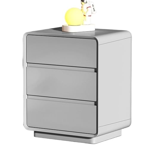 XTJS56QB Storage Nachttisch mit DREI Schubladen, for Familie, Wohnzimmer, Schlafzimmer, Arbeitszimmer, Kleiner Lagerschrank, Holz, Grau Shelf(Mittel) von XTJS56QB