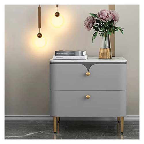 XTJS56QB Storage Nachttische, Beistelltisch mit Aufbewahrungsschublade und goldenen Metallbeinen, Moderne Nachttische aus Holz for Schlafzimmer- und Wohnzimmermöbel (Grau) Shelf(L30xD40xH51cm) von XTJS56QB