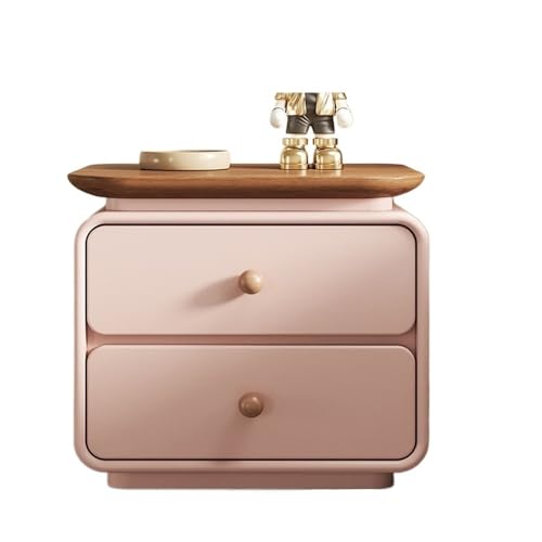 XTJS56QB Storage Rosa Holz Nachttisch mit Tablett Home Schlafzimmer Lagerung Doppel Schublade Organizer Sideboard Shelf(Klein) von XTJS56QB