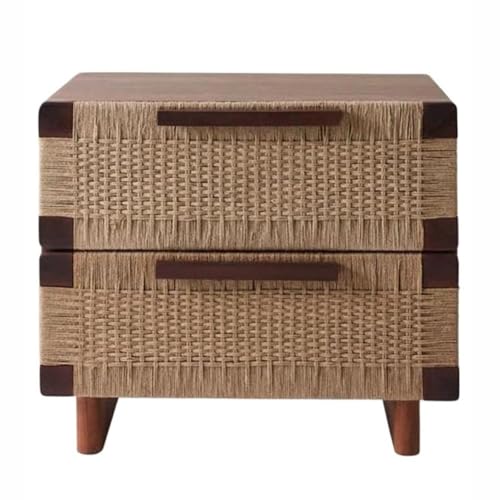XTJS56QB Storage Vintage Nachttisch Schlafzimmer Aufbewahrungsschrank mit gewebten Schubladen Wohnzimmer Kommode Shelf XTJS56QB Storage Vintage Nachttisch Schlafzimmer Aufbewahrungsschrank mit gewebten Schubladen Wohnzimmer Kommode Shelf von XTJS56QB