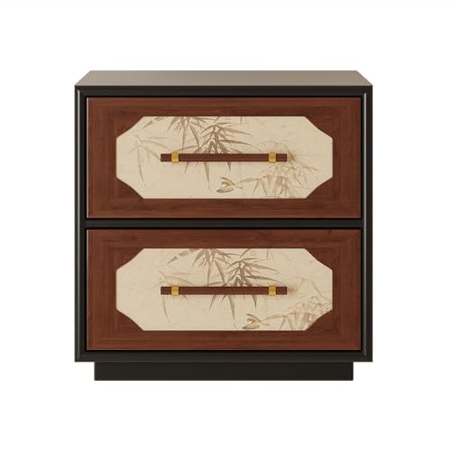 XTJS56QB Storage Vintage Nachttisch aus Holz mit Aufbewahrungsfunktion und Zwei Schubladen mit Blumenmuster Shelf XTJS56QB Storage Vintage Nachttisch aus Holz mit Aufbewahrungsfunktion und Zwei Schubladen mit Blumenmuster Shelf von XTJS56QB