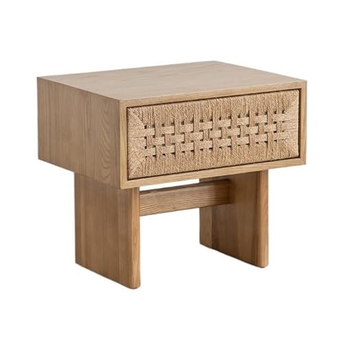 XTJS56QB Storage Vintage Rattan Nachttisch Nachttisch Schrank mit Schublade Sofa Seite Schrank Wohnzimmer Schlafzimmer Shelf(Natural) von XTJS56QB