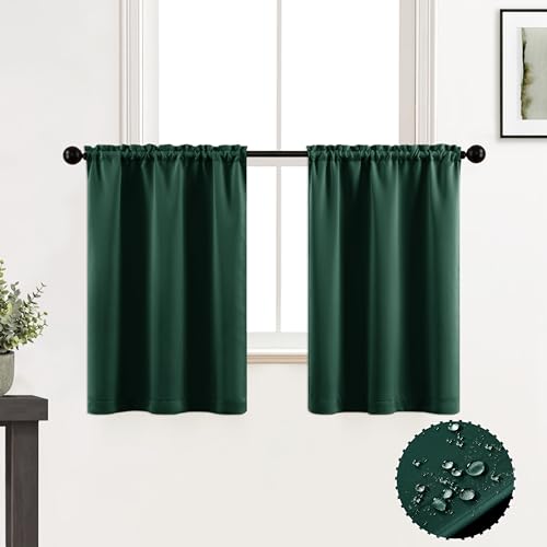 XTMYI Dunkelgrüne Vorhänge für Badezimmerfenster, kurz, verdunkelnde, wasserdichte Weihnachts-Küchenfenstervorhänge, 91,4 cm Länge, Smaragd-Jägergrün XTMYI Dunkelgrüne Vorhänge für Badezimmerfenster, kurz, verdunkelnde, wasserdichte Weihnachts-Küchenfenstervorhänge, 91,4 cm Länge, Smaragd-Jägergrün von XTMYI