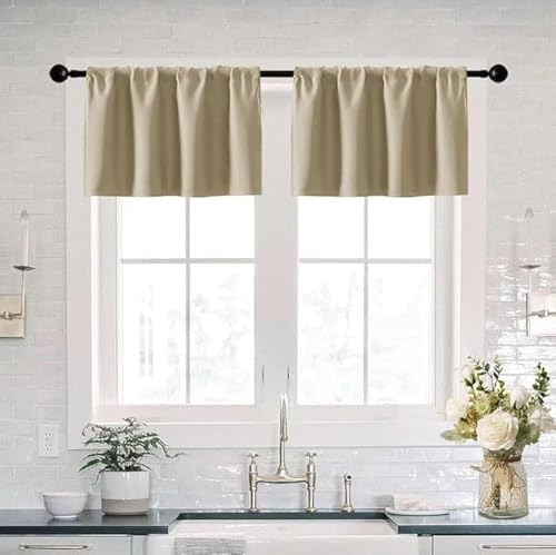 Kleine Vorhänge für Kellerfenster, Verdunkelungsvorhänge für Wohnzimmer, 2 Stück, natürliches Beige Kleine Vorhänge für Kellerfenster, Verdunkelungsvorhänge für Wohnzimmer, 2 Stück, natürliches Beige von XTMYI