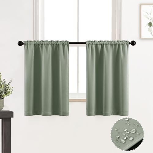 Salbeigrüne Küchenvorhänge, 91.4 cm Länge, Sets von 2 Paneelen, Verdunkelungsvorhänge für Schlafzimmer, wasserdichter Stoff, Boho-Wohnmobil-Jalousien/kleiner Fensterschatten/Abdeckungen/Café Salbeigrüne Küchenvorhänge, 91.4 cm Länge, Sets von 2 Paneelen, Verdunkelungsvorhänge für Schlafzimmer, wasserdichter Stoff, Boho-Wohnmobil-Jalousien/kleiner Fensterschatten/Abdeckungen/Café von XTMYI