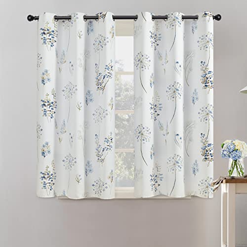 XTMYI, Rustikale Vorhänge mit Blumenmuster, Retro, Vintage, für Küche und Bad, 114 cm lang, Marineblau und Braun XTMYI, Rustikale Vorhänge mit Blumenmuster, Retro, Vintage, für Küche und Bad, 114 cm lang, Marineblau und Braun von XTMYI