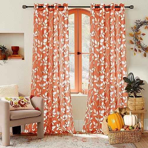 XTMYI Rustikale Vorhänge, 2 Paneele, Länge 213 cm, für Wohnzimmer, dekoratives Blattmuster, Boho, durchscheinend, rustikal, Vorhang-Sets für Fenster, Schlafzimmer XTMYI Rustikale Vorhänge, 2 Paneele, Länge 213 cm, für Wohnzimmer, dekoratives Blattmuster, Boho, durchscheinend, rustikal, Vorhang-Sets für Fenster, Schlafzimmer von XTMYI
