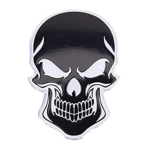 3D Metall Skull Totenkopf Sticker Logo Emblem Badge Auto Aufkleber Motorrad Schädel Chrom schwarz Bad car von XTRAFAST