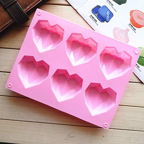 6x Herzen Silikon Backform 3D Herz Fondant Mould Eiswürfel Kuchen Muffin Schokolade von XTRAFAST