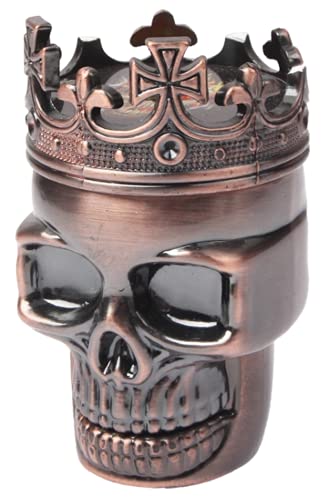 Gewürzmühle Tabak Mühle Grinder Skull Totenkopf König Krone Biker Deko Altkupfer/Rotgold von XTRAFAST
