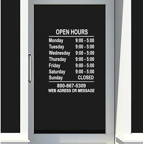 Personalisierbarer Öffnungszeiten Aufkleber – Schaufenster Sticker aus Vinyl – Geschäftszeiten Schild für Tür & Fenster – Wetterfest & UV-beständig von XTRAYXRAY