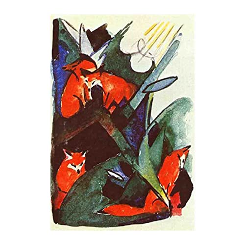 Kunstdruck auf Leinwand Für Wandbild Dekoration Franz Marc Füchse Wandbild Schlafzimmer Giclée Kunstdruck auf Leinwand Dekor von Schlafzimmer und Wohnzimmer (45x68cm 18x27inch, Ungerahmt) von XTRGHH