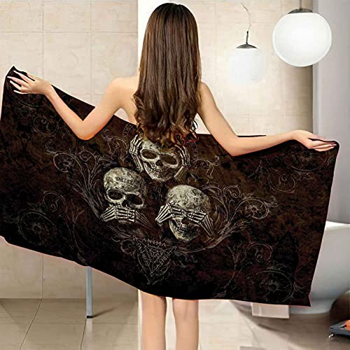 XTSEDL Mikrofaser Strandtuch Groß 100x200cm Badetuch Schnelltrocknend Strandtücher Halloween Totenkopf Finger Handtuch Strand Erwachsene Badetuch für Männer Damen von XTSEDL