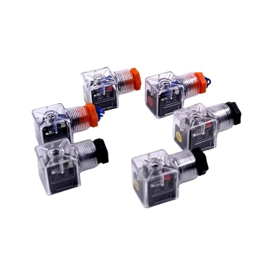 A-LED-Anschlüsse Hydraulische Magnetventil-Steckdosen Spule Transparenter Stecker AC220/110 DC24/12V Spulenstecker Mit Kontrollleuchte(DC 24V Black) von XTSQUHPNH