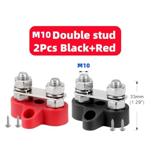 Klemmenblockbolzen M6 M8 M10 Positiv Negativ Hochleistungs-Sammelschiene 5/16 Zoll 1/4 Zoll Stromverteilungsbolzen For Camping, Wohnmobil, LKW, Boot(C M10 Red Black) von XTSQUHPNH