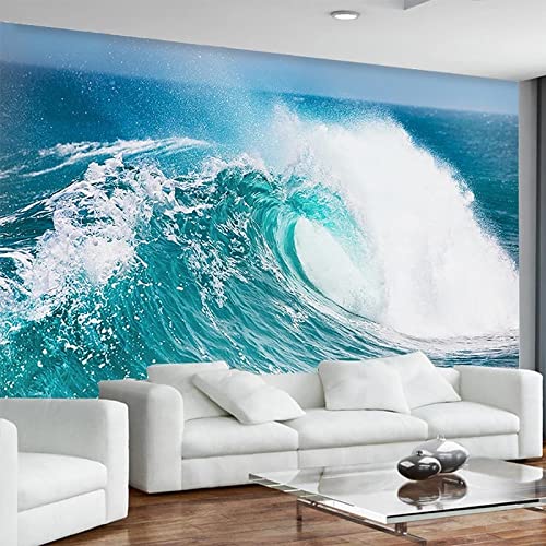 XTSWallpaper Blau Meer Wellen 200X100Cm Tv Wand Hintergrundbild Tapete Wandtapete Schlafzimmer Tapeten Wohnzimmer Wasserfest Selbstklebendes Wandbild Abnehmbar Tapete Wanddekoration von XTSWallpaper