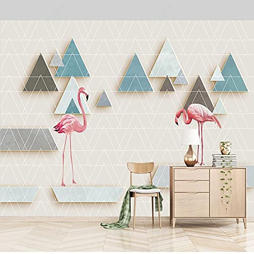 XTSWallpaper Fototapete 3D Effekt 140X70Cm Farbe Dreieck Flamingo Tapete Modern Vlies Hintergrundbild Fotografie Wandbilder Riesiges Bild Wohnzimmer Schlafzimmer Kinderzimmer Dekoration von XTSWallpaper