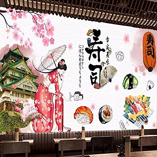 XTSWallpaper Fototapete 3D Effekt 200X100Cm Rosa Blume Japan Sushi Wandtattoo Wandaufkleber Tapete Fototapete 3D Effekt Wandbild Wandtapete Hauptdekorationen Für Wohnzimmer Schlafzimmer von XTSWallpaper