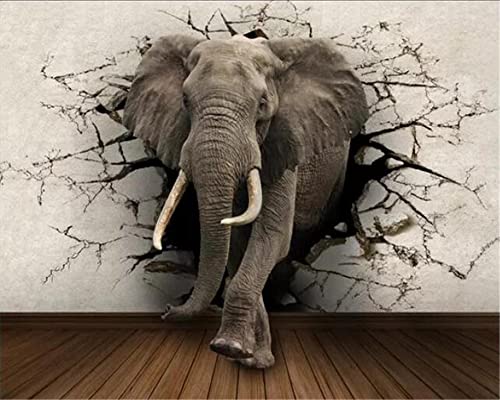 XTSWallpaper Fototapete 3D Effekt 200X150Cm Grau Tier Elefant Wandtattoo Wandaufkleber Tapete Fototapete 3D Effekt Wandbild Wandtapete Hauptdekorationen Für Wohnzimmer Schlafzimmer von XTSWallpaper