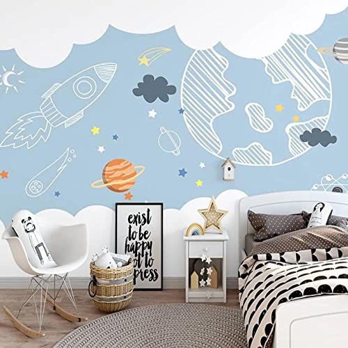 XTSWallpaper Planeten Sterne Raketen 400X280Cm Waterproof Pvc Fototapete Xxl Selbstklebend 3D Wandbilder 3D Fototapeten – Wandbild Dekoration Foto-Tapete Wandtapete Fotoposter Wanddeko von XTSWallpaper