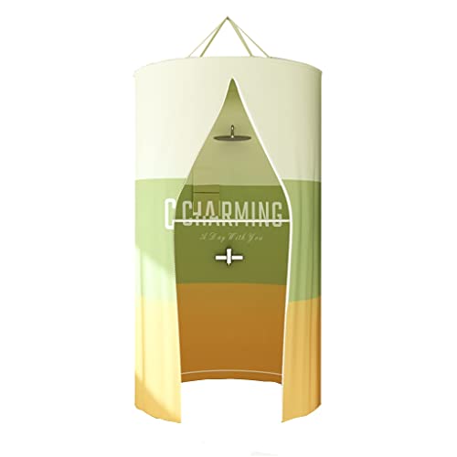 Duschvorhang Rund Runder Polyester Hängender Wärmedämmungs-doppelter Reißverschluss Duschvorhang, Runder Verdickter Wasserdichter Badezimmer Duschvorhang ( Color : Yellow , Size : 80X200CM ) von XTTY