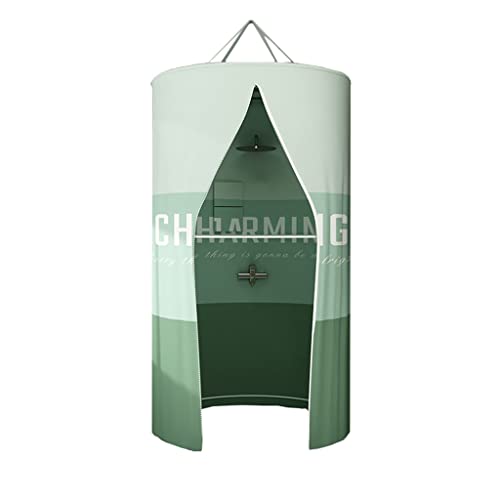 Duschvorhang Rund Runder Polyester Hängender Wärmedämmungs-doppelter Reißverschluss Duschvorhang, Runder Verdickter Wasserdichter Badezimmer Duschvorhang (Color : Green, Size : 80X200CM) von XTTY