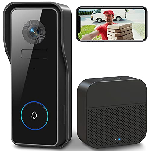 XTU WLAN Video Türklingel mit Kamera 2K HD Kabellose Video Doorbell mit Gong, Smarte Türklingel mit Akku, PIR Personenerkennung, Nachtsicht, 2-Wege-Audio, Unterstützt SD & Cloud-Speicher von XTU