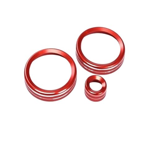 XTVKFWJAB Lautstärkeregler for die zentrale Klimaanlage im Auto aus Aluminiumlegierung, Ringverkleidung, kompatibel mit Land Rover Range Rover Evoque 2019–21 oder Velar 2017–20(Red,For Evoque 2019-21) von XTVKFWJAB