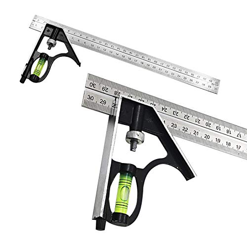 XTVTX Kombinationsquadrat, Winkelmesser, Edelstahl-Kombinationswinkel, Messwerkzeuge, paralleles Lineal für alle Winkelmessungen des Zimmermanns, Stopplineal, Markierungswerkzeug für Holz, von XTVTX